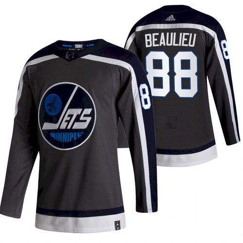 Cheap Men Winnipeg Jets 88 Beaulieu Black NHL 2021 Reverse Retro jersey